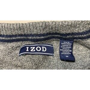 NEW $50.00 IZOD Essentials Embroidered Carbon Heather Crew Neck Soft Sweater M